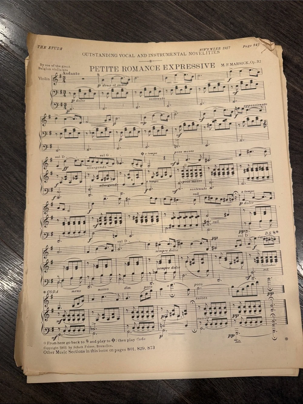 Vintage 'Water Lilies' Sheet Music Wall Art - Cream Decorative Print